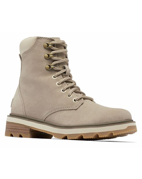 Boots en Velours de Cuir Lennox taupe