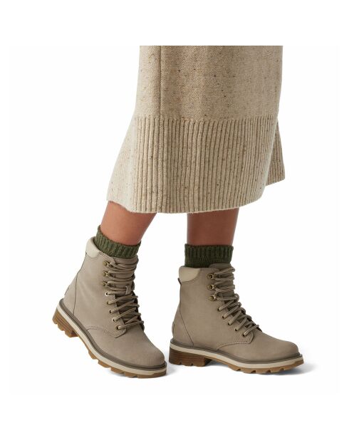Boots en Velours de Cuir Lennox taupe