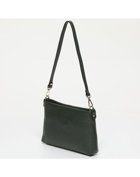 Sac bandoulière en Cuir Sally vert olive - 27x17x4 cm