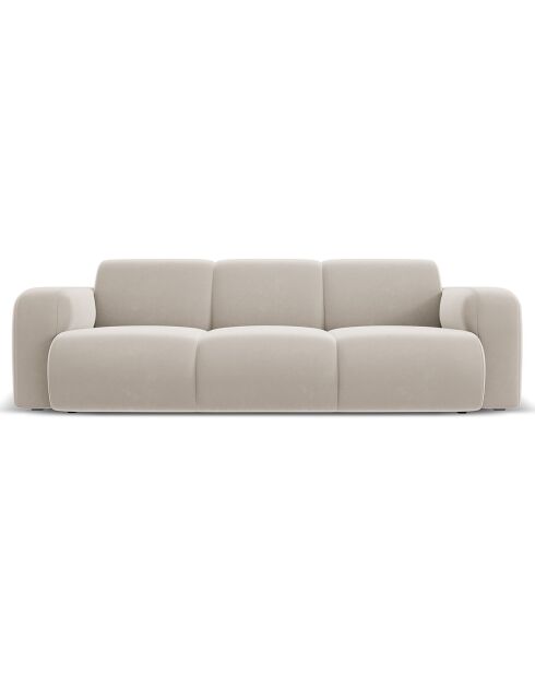 Canapé en Velours Lola 3 places beige clair - 235x95x72 cm