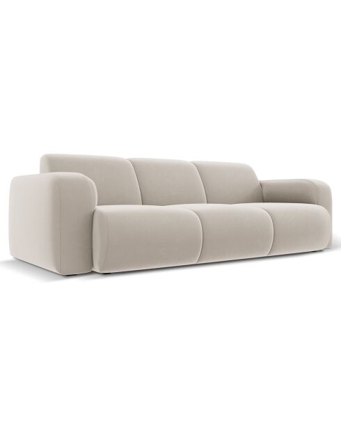 Canapé en Velours Lola 3 places beige clair - 235x95x72 cm