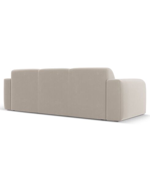 Canapé en Velours Lola 3 places beige clair - 235x95x72 cm