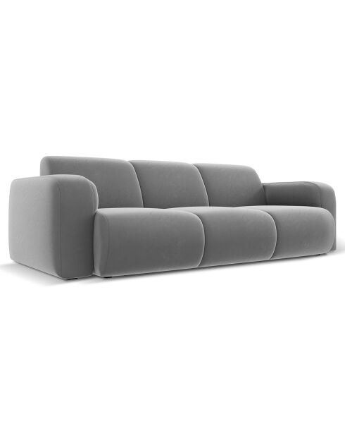 Canapé en Velours Lola 3 places gris clair - 235x95x72 cm