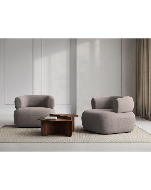 Fauteuil bouclé Aldrin marron clair - 90x88x73 cm