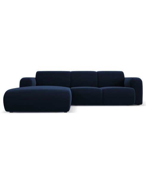 Canapé d'Angle gauche en Velours Lola 4 places bleu roi - 250x170x72 cm