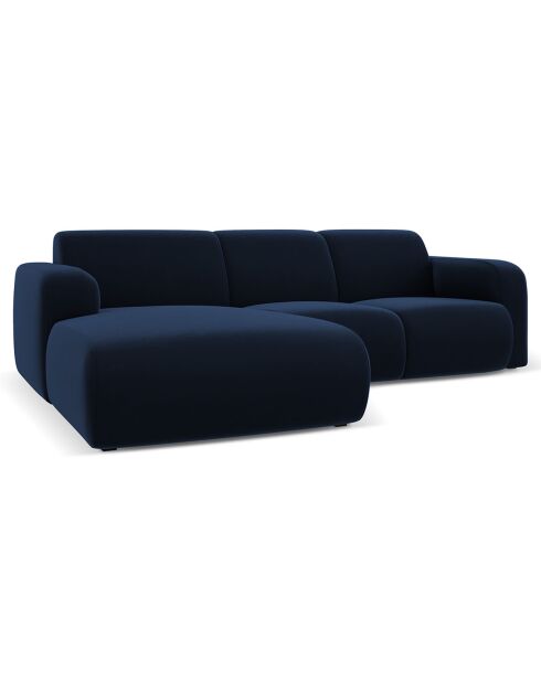 Canapé d'Angle gauche en Velours Lola 4 places bleu roi - 250x170x72 cm