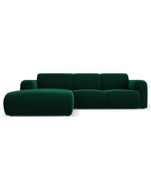 Canapé d'Angle gauche en Velours Lola 4 places vert bouteille - 250x170x72 cm