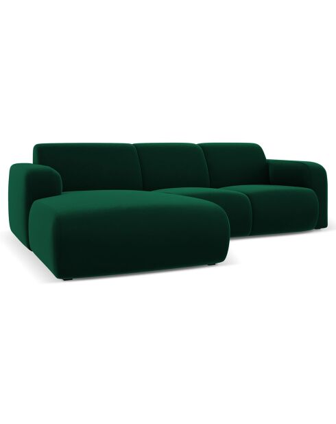 Canapé d'Angle gauche en Velours Lola 4 places vert bouteille - 250x170x72 cm