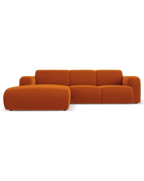 Canapé d'Angle gauche en Velours Lola 4 places terracotta - 250x170x72 cm