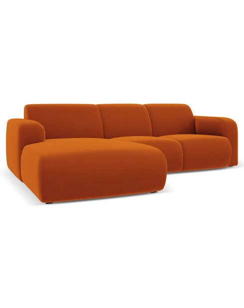 Canapé d'Angle gauche en Velours Lola 4 places terracotta - 250x170x72 cm