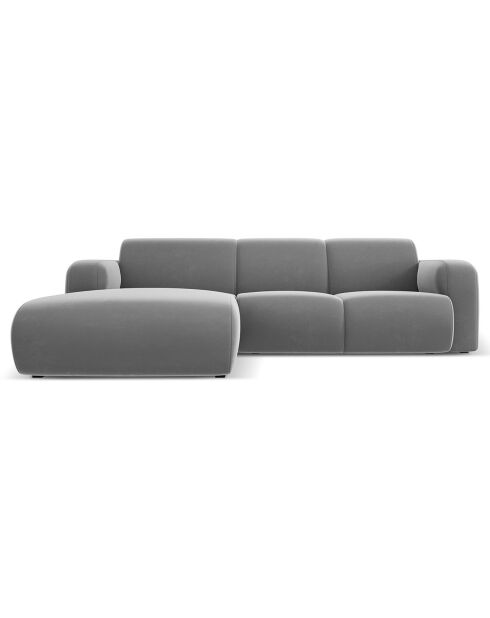 Canapé d'Angle gauche en Velours Lola 4 places gris clair - 250x170x72 cm
