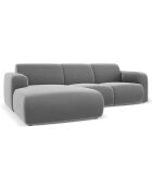 Canapé d'Angle gauche en Velours Lola 4 places gris clair - 250x170x72 cm