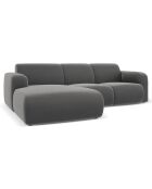 Canapé d'Angle gauche en Velours Lola 4 places ciment - 250x170x72 cm