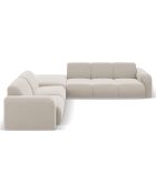 Canapé d'Angle gauche en Velours Lola 6 places beige clair - 315x250x72 cm