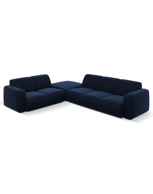 Canapé d'Angle gauche en Velours Lola 6 places bleu roi - 315x250x72 cm
