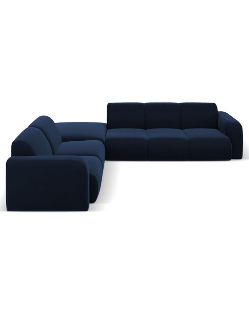 Canapé d'Angle gauche en Velours Lola 6 places bleu roi - 315x250x72 cm