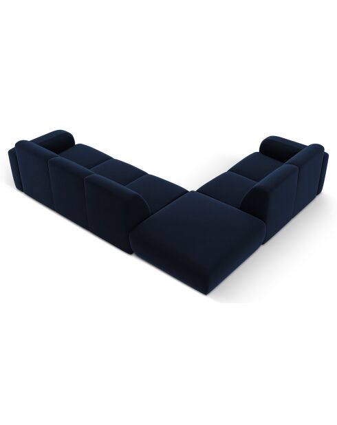 Canapé d'Angle gauche en Velours Lola 6 places bleu roi - 315x250x72 cm