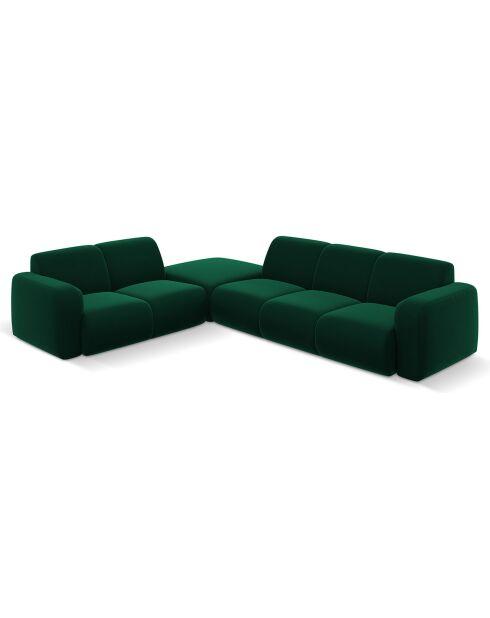 Canapé d'Angle gauche en Velours Lola 6 places vert bouteille - 315x250x72 cm