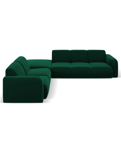 Canapé d'Angle gauche en Velours Lola 6 places vert bouteille - 315x250x72 cm