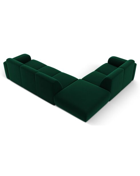 Canapé d'Angle gauche en Velours Lola 6 places vert bouteille - 315x250x72 cm