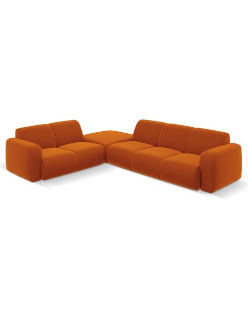 Canapé d'Angle gauche en Velours Lola 6 places terracotta - 315x250x72 cm