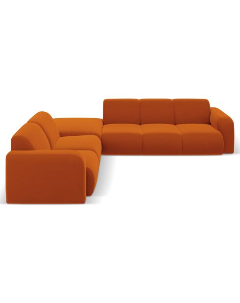Canapé d'Angle gauche en Velours Lola 6 places terracotta - 315x250x72 cm