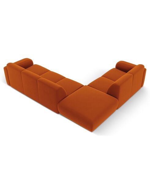 Canapé d'Angle gauche en Velours Lola 6 places terracotta - 315x250x72 cm