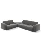 Canapé d'Angle gauche en Velours Lola 6 places ciment - 315x250x72 cm