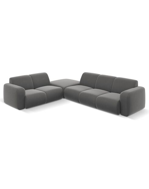 Canapé d'Angle gauche en Velours Lola 6 places ciment - 315x250x72 cm