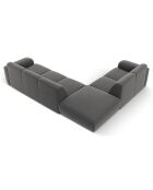 Canapé d'Angle gauche en Velours Lola 6 places ciment - 315x250x72 cm