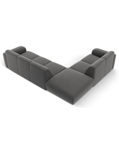 Canapé d'Angle gauche en Velours Lola 6 places ciment - 315x250x72 cm