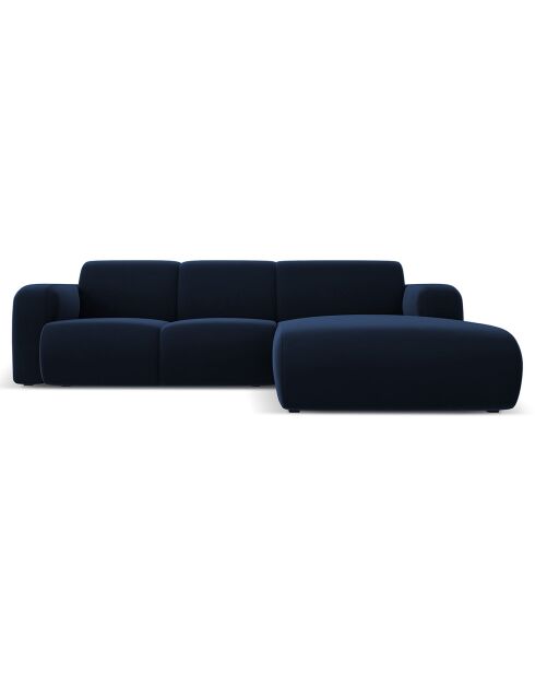 Canapé d'Angle droit en Velours Lola 4 places bleu roi - 250x170x72 cm