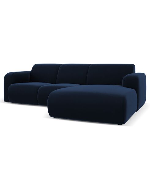 Canapé d'Angle droit en Velours Lola 4 places bleu roi - 250x170x72 cm