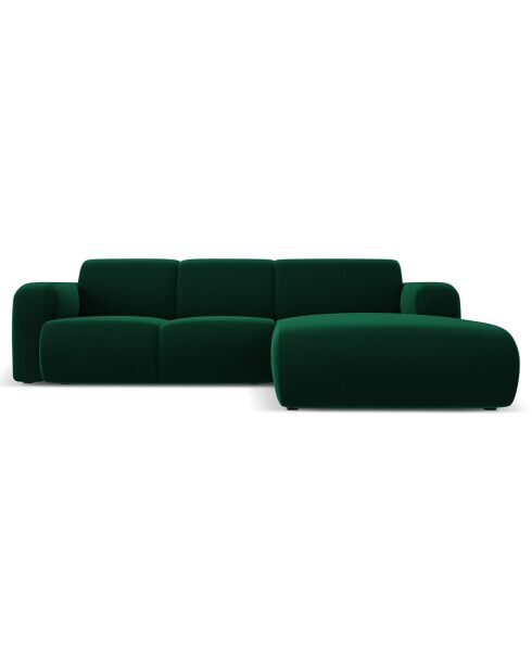Canapé d'Angle droit en Velours Lola 4 places vert bouteille - 250x170x72 cm
