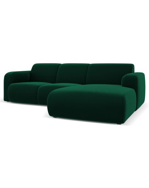 Canapé d'Angle droit en Velours Lola 4 places vert bouteille - 250x170x72 cm