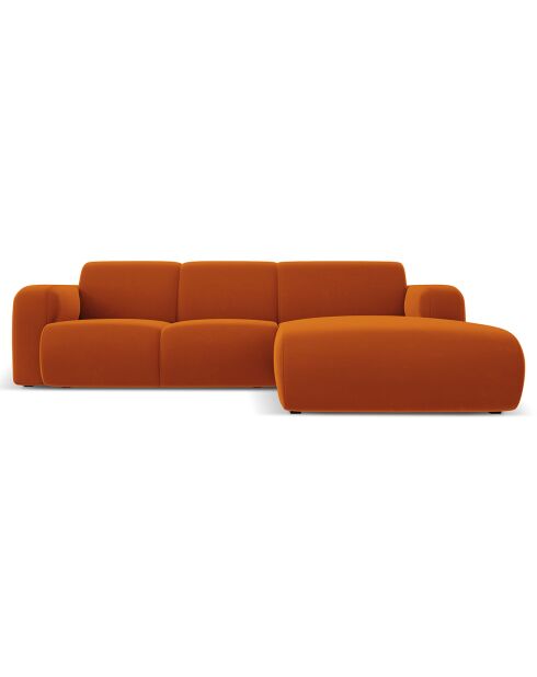 Canapé d'Angle droit en Velours Lola 4 places terracotta - 250x170x72 cm