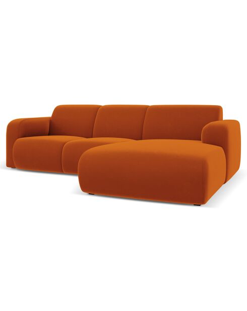 Canapé d'Angle droit en Velours Lola 4 places terracotta - 250x170x72 cm