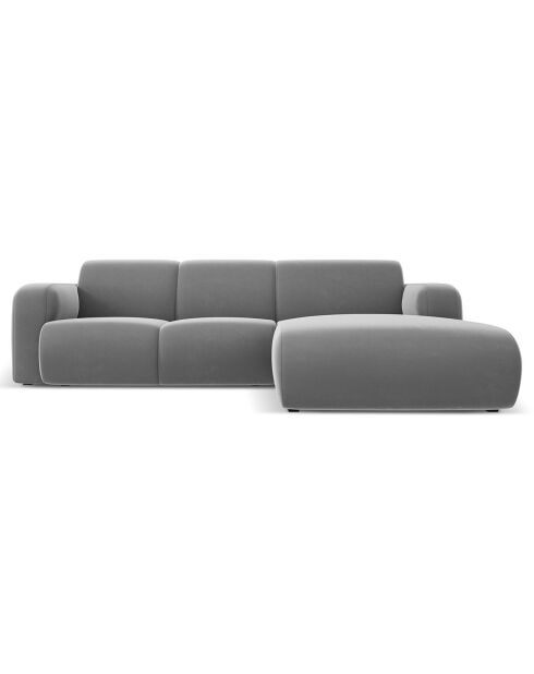 Canapé d'Angle droit en Velours Lola 4 places gris clair - 250x170x72 cm