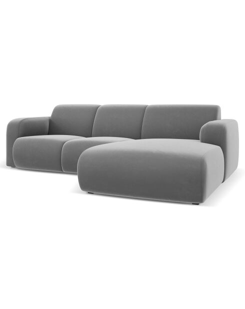 Canapé d'Angle droit en Velours Lola 4 places gris clair - 250x170x72 cm