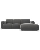 Canapé d'Angle droit en Velours Lola 4 places ciment - 250x170x72 cm