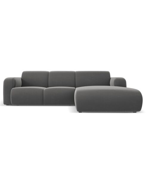 Canapé d'Angle droit en Velours Lola 4 places ciment - 250x170x72 cm