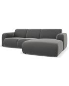 Canapé d'Angle droit en Velours Lola 4 places ciment - 250x170x72 cm