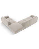 Canapé d'Angle droit en Velours Lola 6 places beige clair - 315x250x72 cm