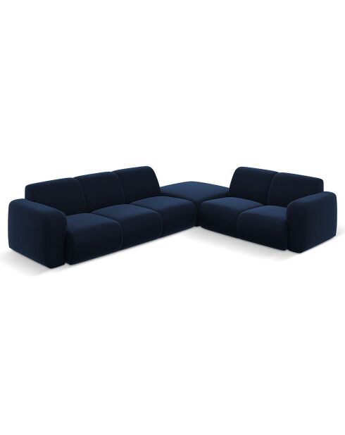 Canapé d'Angle droit en Velours Lola 6 places bleu roi - 315x250x72 cm