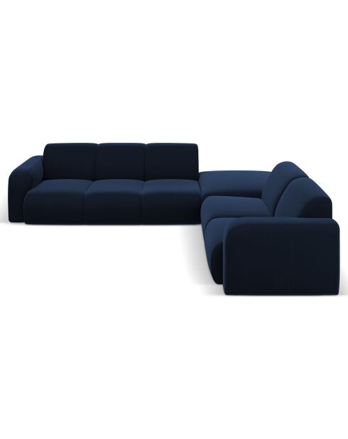 Canapé d'Angle droit en Velours Lola 6 places bleu roi - 315x250x72 cm