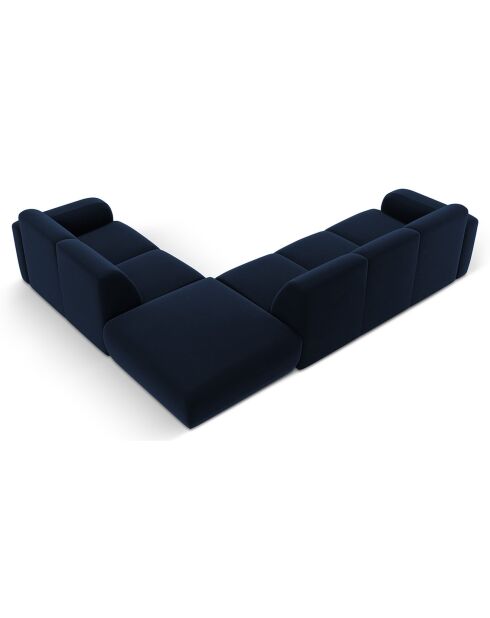 Canapé d'Angle droit en Velours Lola 6 places bleu roi - 315x250x72 cm