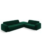 Canapé d'Angle droit en Velours Lola 6 places vert bouteille - 315x250x72 cm