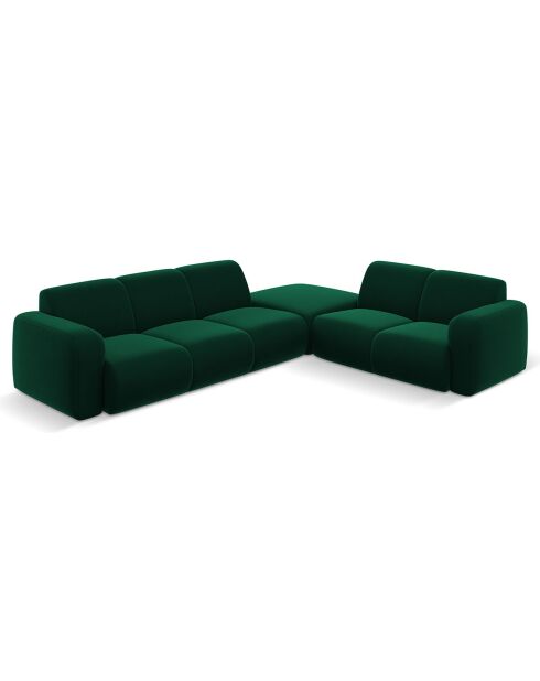Canapé d'Angle droit en Velours Lola 6 places vert bouteille - 315x250x72 cm