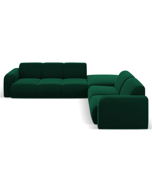 Canapé d'Angle droit en Velours Lola 6 places vert bouteille - 315x250x72 cm