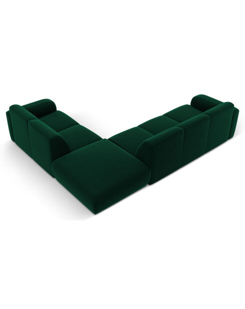 Canapé d'Angle droit en Velours Lola 6 places vert bouteille - 315x250x72 cm